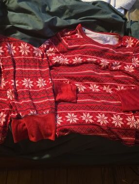 Lucky Brand Red & White Fair Isle Crewneck Sweater
